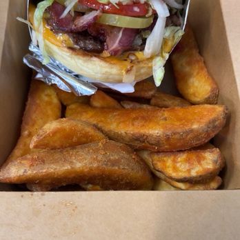 Wagyu 2 Go - #4 with potato wedges - Burgers Near Me - Fresno, California Wagyu 2 Go - #4 with potato wedges - Burgers Near Me - Fresno, California