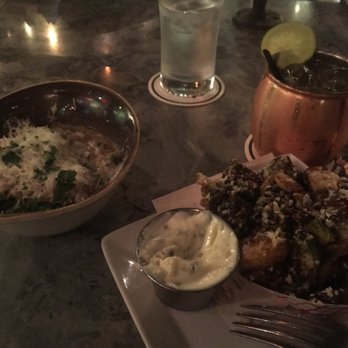 Meat & Potatoes - Brussels, Risotto, and mule - New American Near Me - Pittsburgh, Pennsylvania