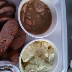 La Costillita Ahumada BBQ - Spicy charcoal beans and potato salad