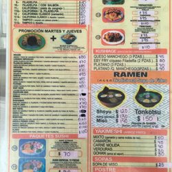 Sushi Hiroshima - Carta / Menu
