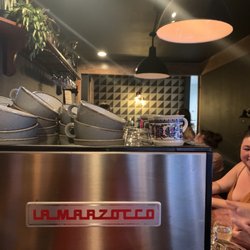 Good Voyage - La Marzocco espresso machine, petite espresso cups.