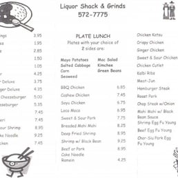 Liquor Shack Menu Liquor Shack Menu