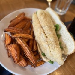 Old Man River - Fish sandwich and sweet potato
