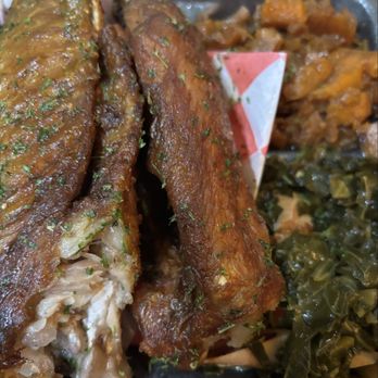 The Licking Orlando - Lemon Pepper Fried Turkey Wing Dinner with Candied Yams and Collard Greens - Soul Food Near Me - Orlando, Florida The Licking Orlando - Lemon Pepper Fried Turkey Wing Dinner with Candied Yams and Collard Greens - Soul Food Near Me - Orlando, Florida