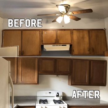 MTO Total Services - Before & after of kitchen cabinets installation also removal of range hood. - Painters Near Me MTO Total Services - Before & after of kitchen cabinets installation also removal of range hood. - Painters Near Me
