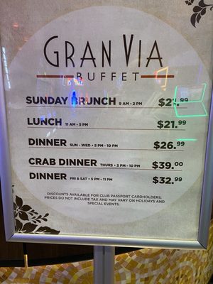 Menu photo 2 Gran Via Buffet Thackerville, OK