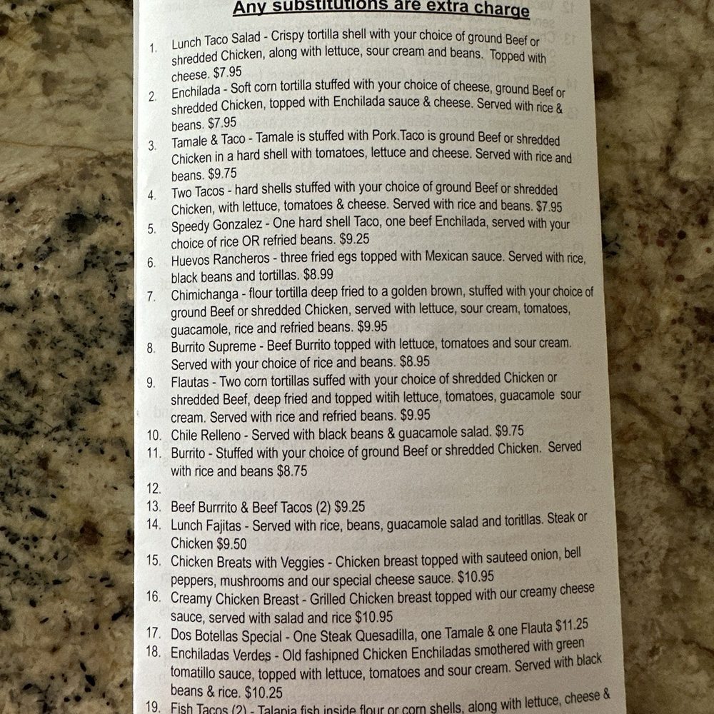 Dos Botellas - Lunch menu - Mexican Near Me - Chelsea, Alabama Dos Botellas - Lunch menu - Mexican Near Me - Chelsea, Alabama