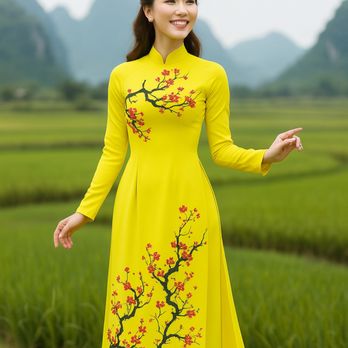 Bargain Bin - Cherry Blossom Ao Dai in Yellow now in stock - Women's Clothing Near Me - Sacramento, California Bargain Bin - Cherry Blossom Ao Dai in Yellow now in stock - Women's Clothing Near Me - Sacramento, California