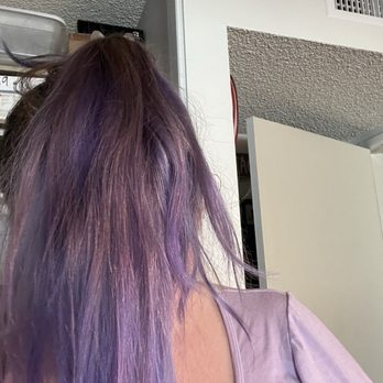 Ulta Beauty - This is the underside where the purple faded least. She let the color sit for under 10 minutes. - Hair Salons Near Me - Tustin, California Ulta Beauty - This is the underside where the purple faded least. She let the color sit for under 10 minutes. - Hair Salons Near Me - Tustin, California