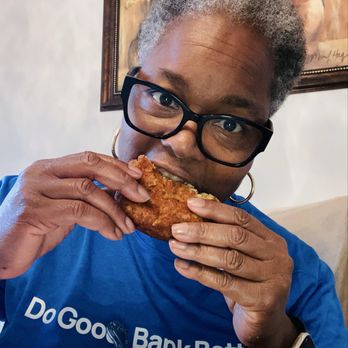 Fat Mama'z - Me eating Fresh Salmon Croquette - Food Trucks Near Me - Jacksonville, Florida
