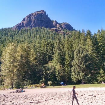 Rattlesnake Ledge Trail - The view of Rattlesnake Ledge from near the lake. The tip is where we hiked to. - Hiking Near Me