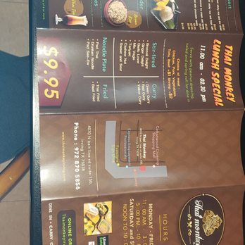 Gai By Thai Monkey - Outside of the menu - Thai Near Me - Irving, Texas
