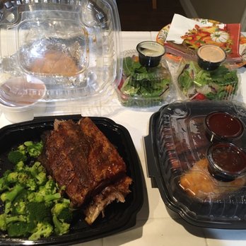 Cattlemens - Ribs.. steamed broccoli. Bread salad and cowboy beans.. yum! - Steakhouses Near Me - Selma, California