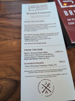 Menu photo 1 Jack Allen's Kitchen Hutto, TX