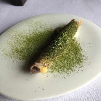 Canlis - Buckwheat roll with black bean paste inside amuse bouche April 2018 - New American Near Me - Seattle, Washington