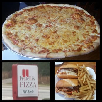 Fratelli's Pizza NY Style - Large cheese, chicken parm sub, and the cheesy garlic knots were gone before I could get a picture. - Pizza Near Me - Grayson, Georgia