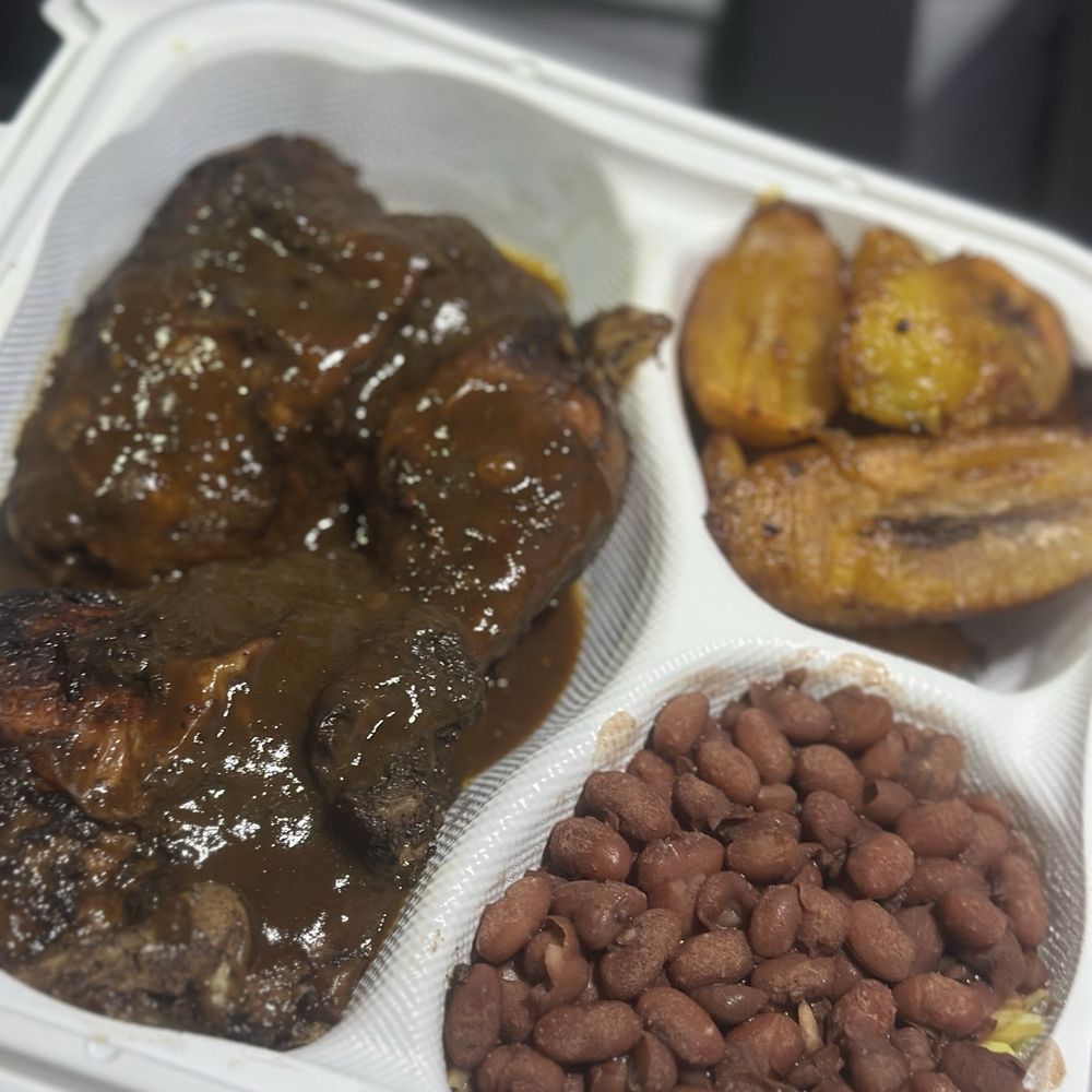 Ruthies Caribbean Kitchen - Jamican Jerk Chicken, Beans and rice, plaintains - Caribbean Near Me - Vallejo, California
