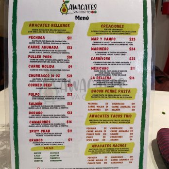 Awacates - Menú on March 19, 2022 - Spanish Near Me - Cayey, Puerto Rico Awacates - Menú on March 19, 2022 - Spanish Near Me - Cayey, Puerto Rico