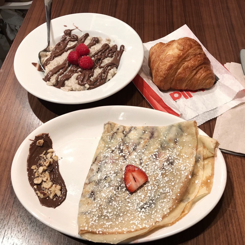 Nutella Cafe - Steel-Cut Oats (my favorite), Nutella Croissant, and Strawberry Nutella Crepe - Desserts Near Me - Chicago, Illinois