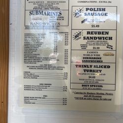 New York Sandwich Shop - Menu as of Sept 2024