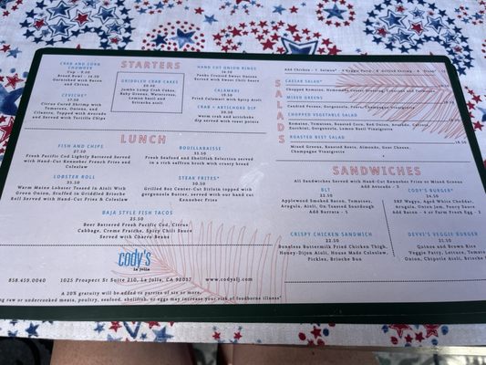 Menu photo 4 Cody's La Jolla La Jolla, CA Menu photo 4 Cody's La Jolla La Jolla, CA