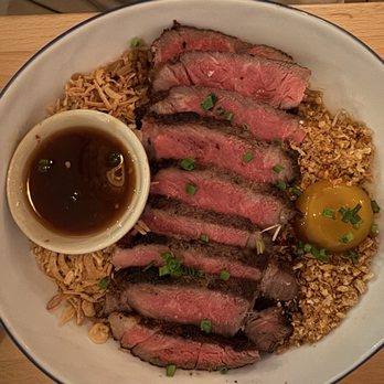 LumLum - Crying Tiger steak over garlic rice - Thai Near Me - New York, New York LumLum - Crying Tiger steak over garlic rice - Thai Near Me - New York, New York