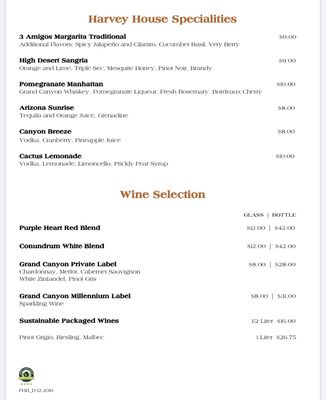 Menu photo 8 Fred Harvey Tavern Grand Canyon, AZ Menu photo 8 Fred Harvey Tavern Grand Canyon, AZ