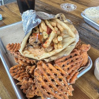 Spitz Hillsboro - The Spitz Gyro with Sweet Potato Fries - Mediterranean Near Me - Hillsboro, Oregon