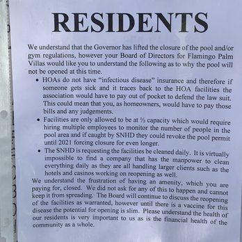 Flamingo Palms Villas - Notice that went out to ALL - Vacation Rentals Near Me - Las Vegas, Nevada