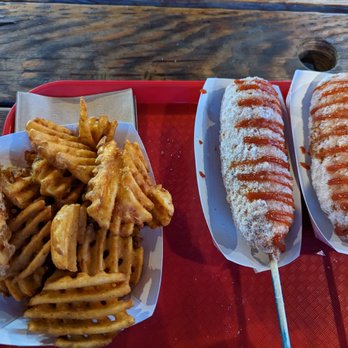 Cluckin Dog - OG Dog - half mozzarella, half hot dog, covered in panko, dusted with sugar, and then ketchup (no mustard for me) - Food Trucks Near Me - Albany, Oregon Cluckin Dog - OG Dog - half mozzarella, half hot dog, covered in panko, dusted with sugar, and then ketchup (no mustard for me) - Food Trucks Near Me - Albany, Oregon