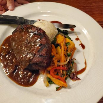 David's Restaurant - Grilled "Portland" sirloin - Signature secret / marinade/porcini mushroom jus garlic mashed potato/daily vegetable - New American Near Me - Portland, Maine