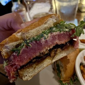 Yard House - Ahi Tuna Sandwich cut in half - New American Near Me - Brea, California Yard House - Ahi Tuna Sandwich cut in half - New American Near Me - Brea, California
