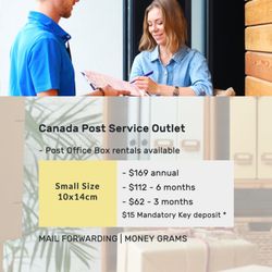 Center Point Postal Outlet-Print Express - Canada Post service outlet, with small post office box rentals available. Shipping and packing supplies, mail forwarding, and Money Grams.