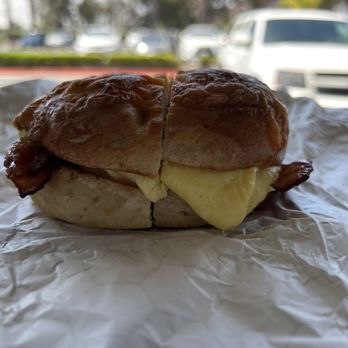 Shirley's Bagels - Eggs, cheddar and bacon on a jalapeño cheddar bagel. - Sandwiches Near Me - Newport Beach, California