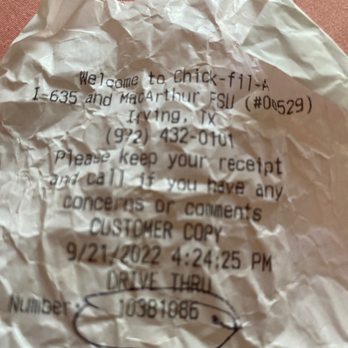 Chick-fil-A - order number - Fast Food Near Me - Irving, Texas Chick-fil-A - order number - Fast Food Near Me - Irving, Texas