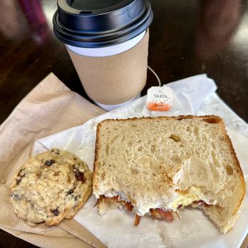 Bread Garden Bakery - Sour dough oatmeal raisin cookie and breakfast sandwich on sour dough - Bakeries Near Me - Alpine, Texas