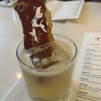 Petiscos - Alentejana - bourbon, brown sugar, lemon juice, Iberia ham - Portuguese Near Me - San Jose, California