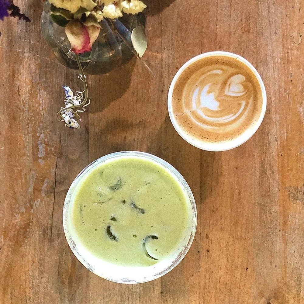 grulla cafe - Matcha fría y latte corto con agave de vainilla - Coffee & Tea Near Me - Tijuana, BCN