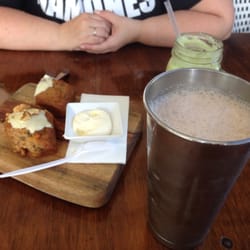 The Plantation House Cafe - Carrot and walnut cake with cream and a chocolate milkshake! YUM!!!!