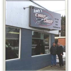 Andy's Chop Shop - First day with sign.