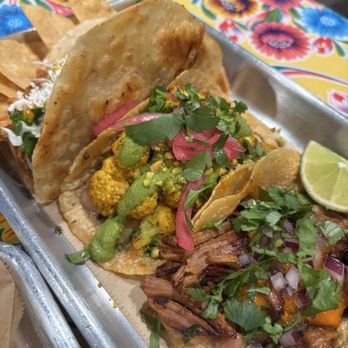 Saucy Chick Indi-Mex Eatery - Birria, Charred Haldi Cauliflower Taco, and chicken tikka masala tacos - Indian Near Me - Pasadena, California