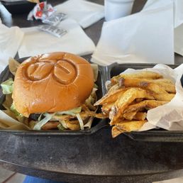 Black Knight burger and hand cut fries Black Knight burger and hand cut fries