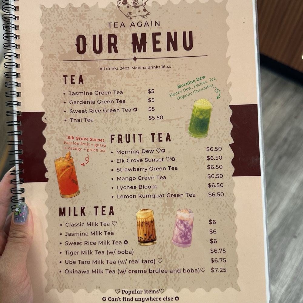 Tea Again - Menu - Bubble Tea Near Me - Elk Grove, California Tea Again - Menu - Bubble Tea Near Me - Elk Grove, California