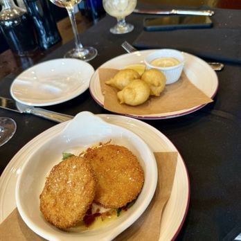 La Petite Grocery - Fried green tomatoes and blue crab beignets. - French Near Me - New Orleans, Louisiana