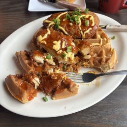 Orange Chicken and Waffles (no egg on top) Orange Chicken and Waffles (no egg on top)