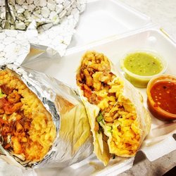 La Villita Carniceria - Chicken burrito all the way. Chicken, rice, beans, grilled veggies, cheese and avocado.