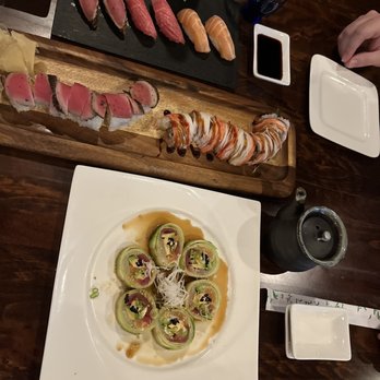 Sushi.com - Top: seared black pepper tuna, toro, salmon sushi Middle Left: Crusade roll Middle Right: Bengal roll Bottom: summer roll - Sushi Bars Near Me - Dublin, Ohio