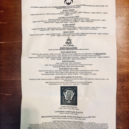 Tea latte menu Tea latte menu