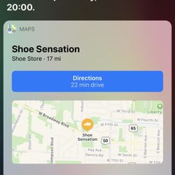 Shoe Sensation - Screenshot of store hours listed online 0900-2000
