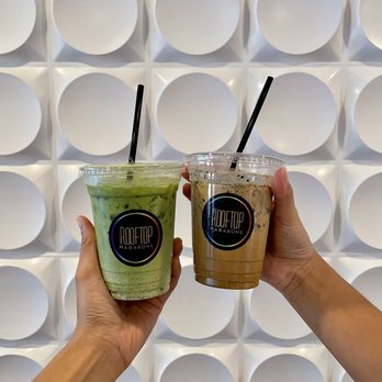 Rooftop Macarons - Durian matcha latte and black sesame coffee - Macarons Near Me - Sacramento, California
